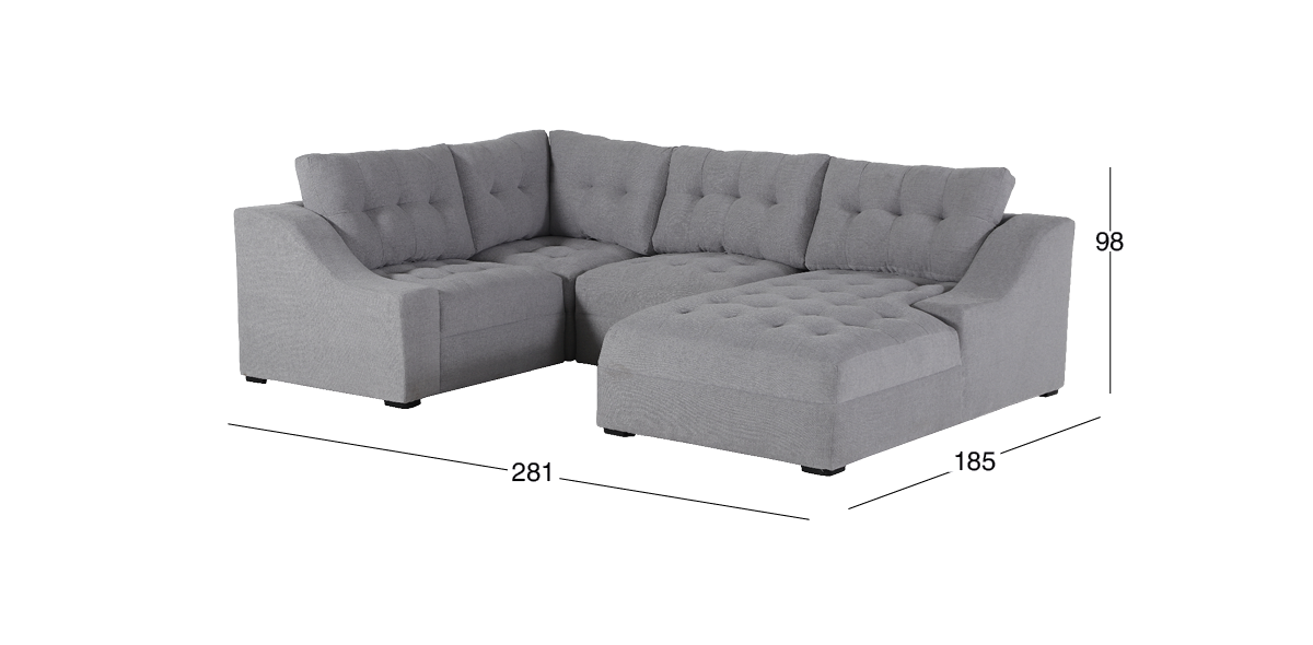 Sala Modular con Esquinero Zonet Gris 4 Piezas