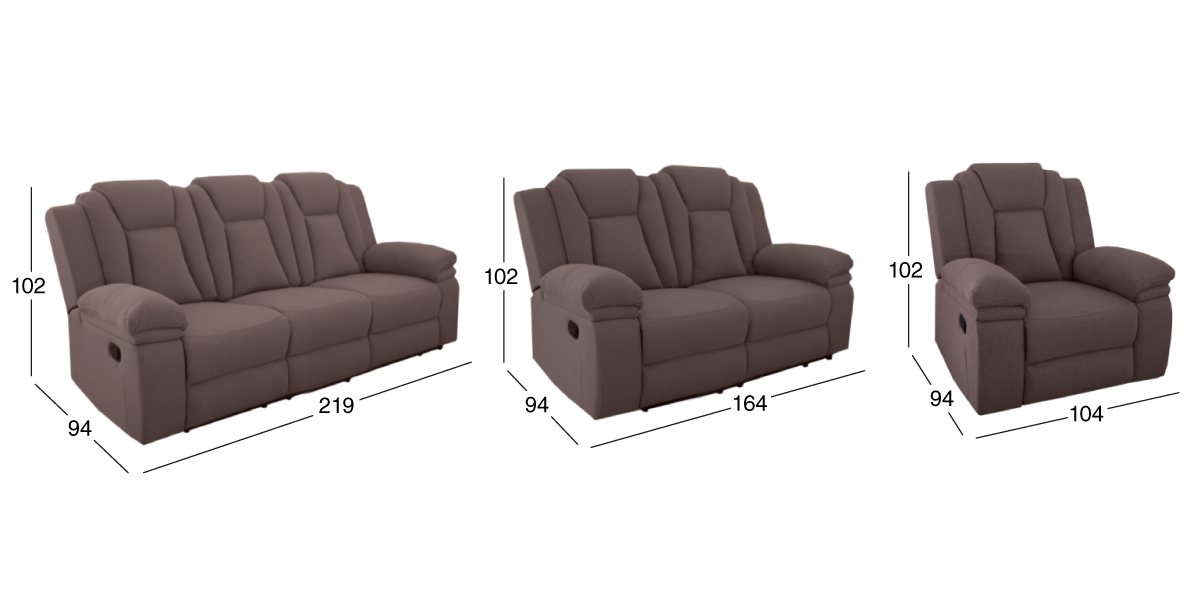 Sala Reclinable Montreal Café 3 Piezas