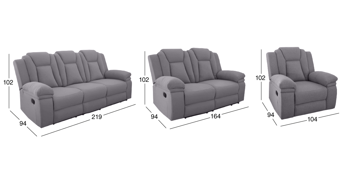 Sala Reclinable Montreal Gris 3 Piezas