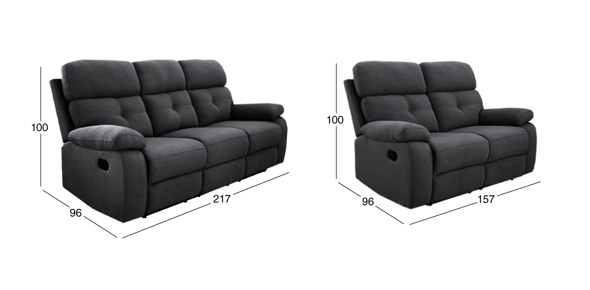 Sala Reclinable Toronto Gris Obscuro