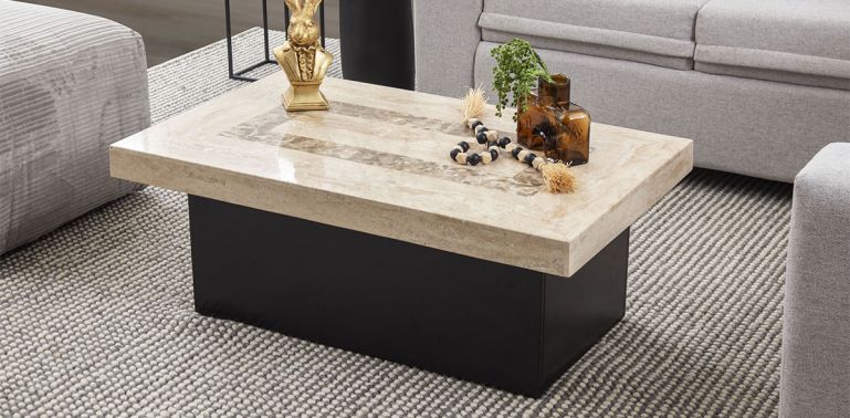Mesa de centro diseño moderno 120 X 60 cm madera marmol